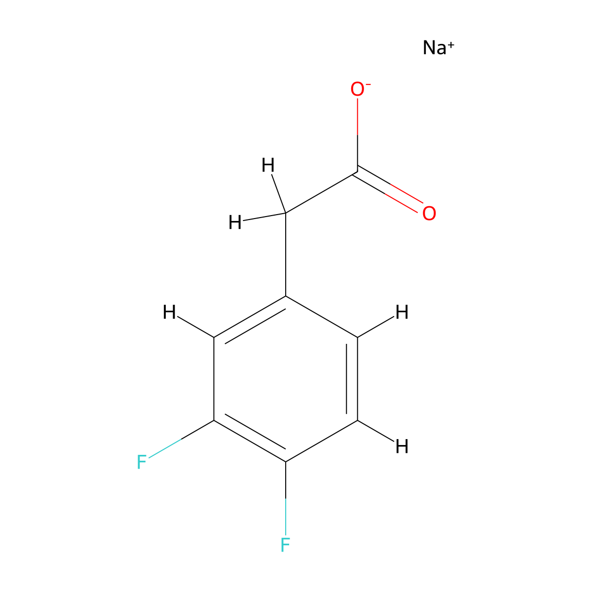 Sodium 3,4-difluorophenylacetate molecular structure, CAS 1980064-70-7