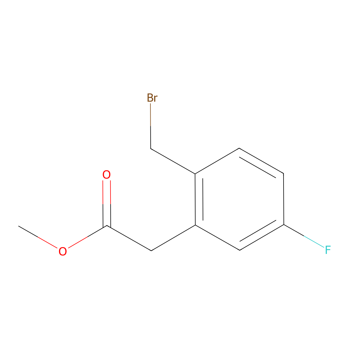 Methyl 2-(bromomethyl)-5-fluorophenylacetate molecular structure, CAS 1980065-18-6
