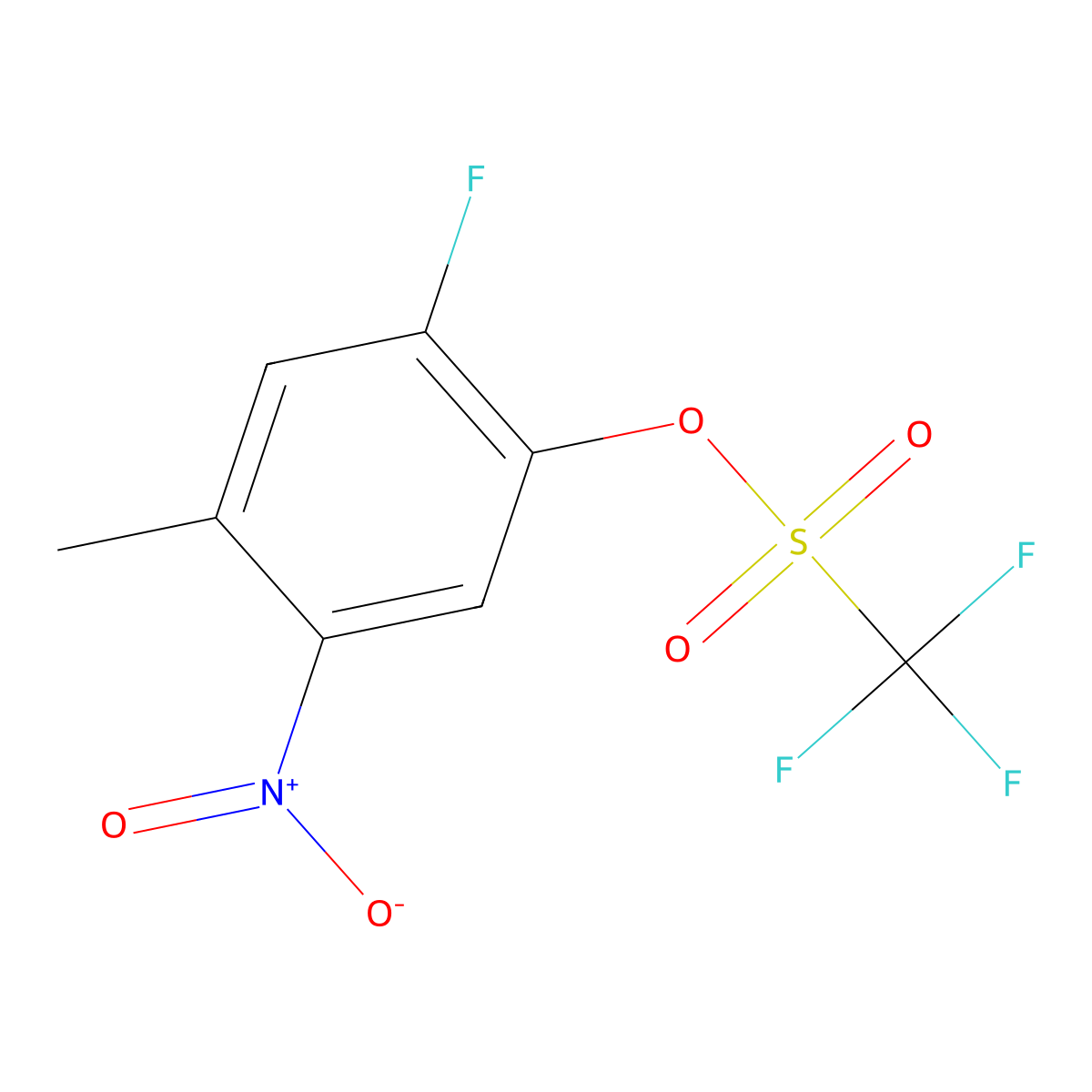 2-Fluoro-4-methyl-5-nitrophenyl trifluoromethanesulphonate molecular structure, CAS 1980076-30-9