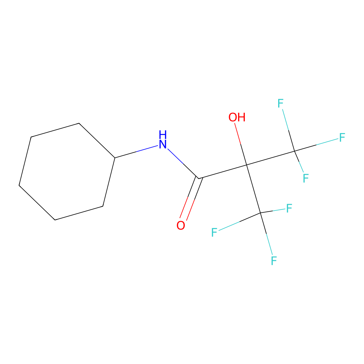 N-Cyclohexyl-3,3,3-trifluoro-2-hydroxy-2-(trifluoromethyl)propanamide molecular structure, CAS 1980087-10-2