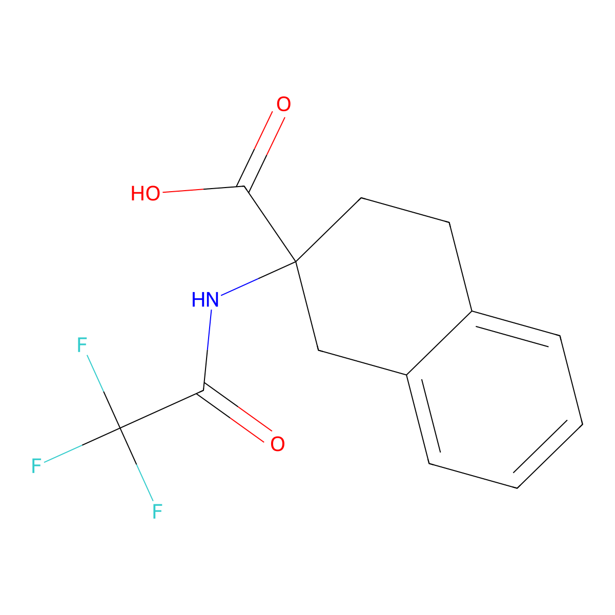2-(2,2,2-Trifluoroacetamido)-1,2,3,4-tetrahydronaphthalene-2-carboxylic acid molecular structure, CAS 198017-53-7
