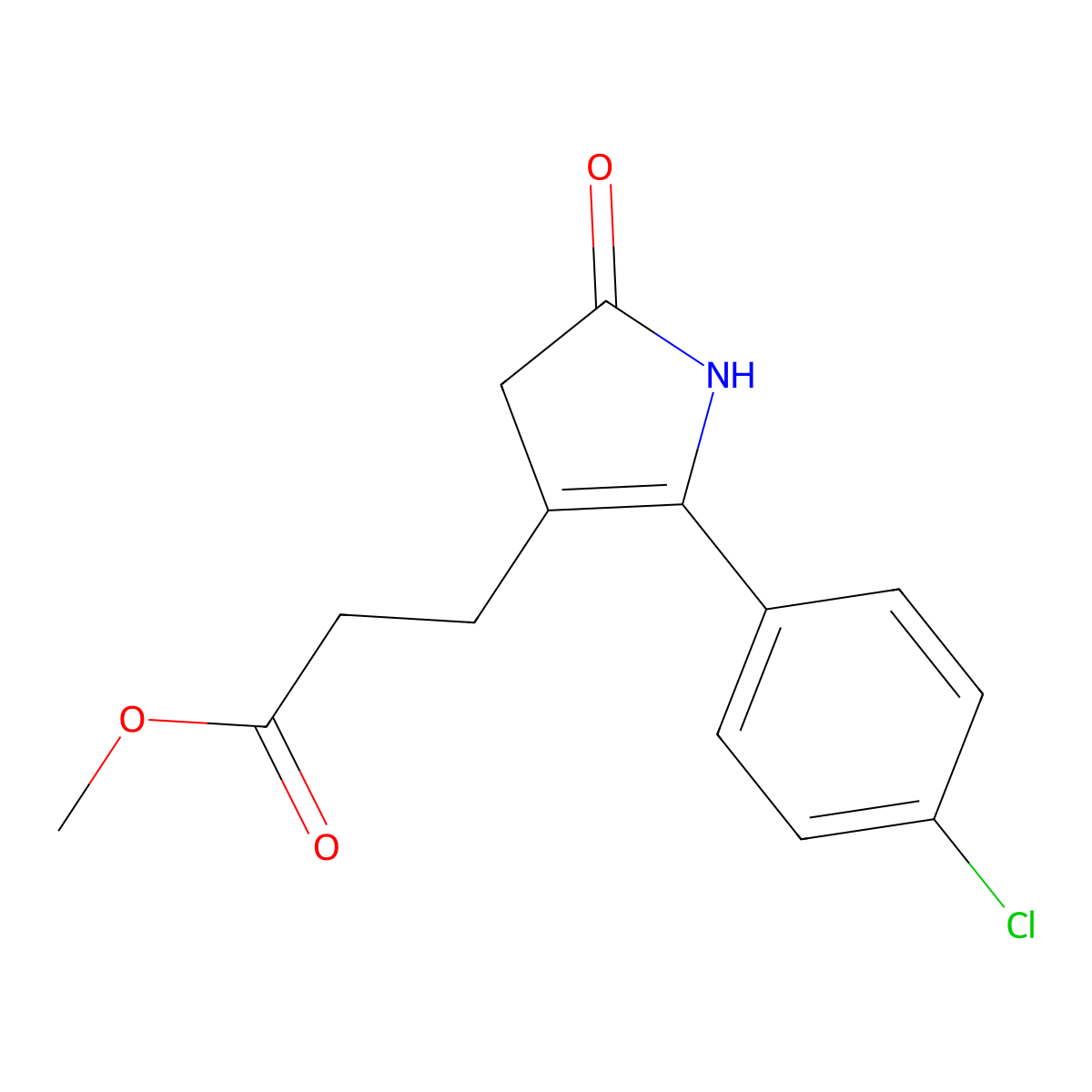 methyl 3-(2-(4-chlorophenyl)-5-oxo-4,5-dihydro-1H-pyrrol-3-yl)propanoate molecular structure, CAS 198063-87-5