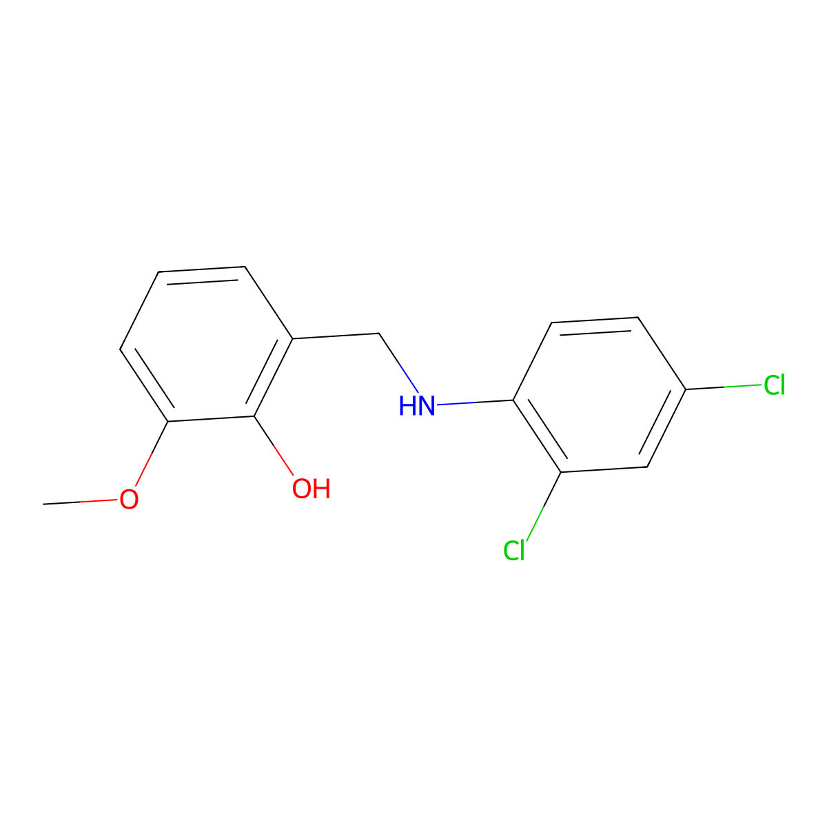 2-{[(2,4-Dichlorophenyl)amino]methyl}-6-methoxyphenol molecular structure, CAS 198067-03-7