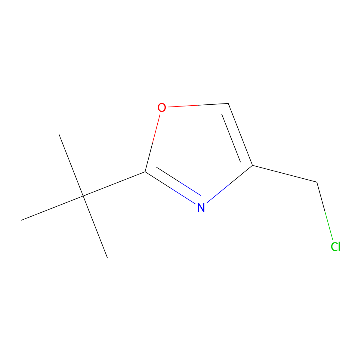 2-tert-Butyl-4-(chloromethyl)-1,3-oxazole molecular structure, CAS 198075-82-0