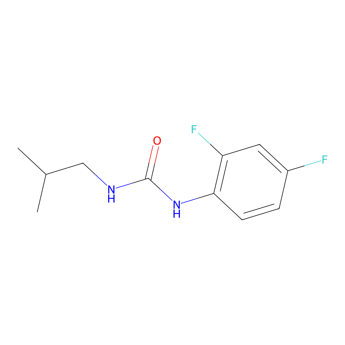 1-(2,4-Difluorophenyl)-3-(2-methylpropyl)urea molecular structure, CAS 198078-17-0