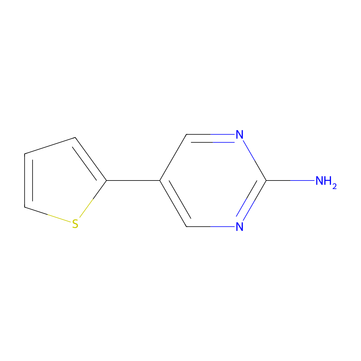 5-(Thiophen-2-yl)pyrimidin-2-amine molecular structure, CAS 198078-58-9