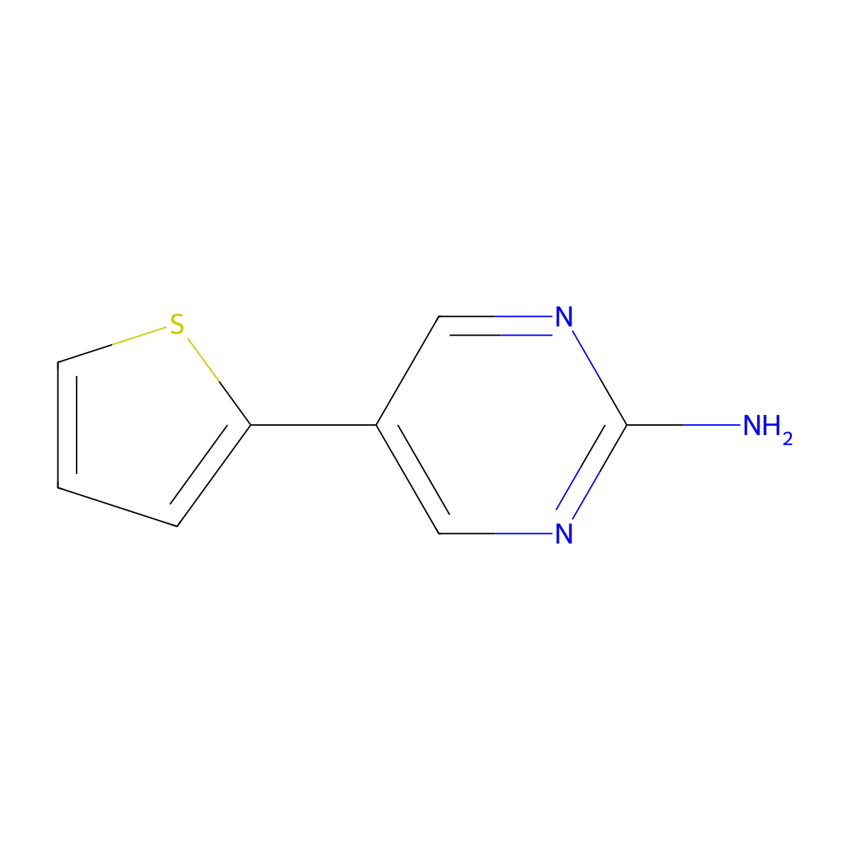 5-(Thiophen-2-yl)pyrimidin-2-amine molecular structure, CAS 198078-58-9