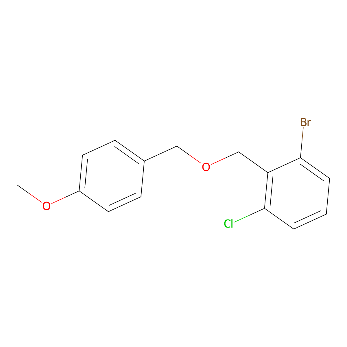 Benzene, 1-bromo-3-chloro-2-[[(4-methoxyphenyl)methoxy]methyl]- molecular structure, CAS 1980784-00-6