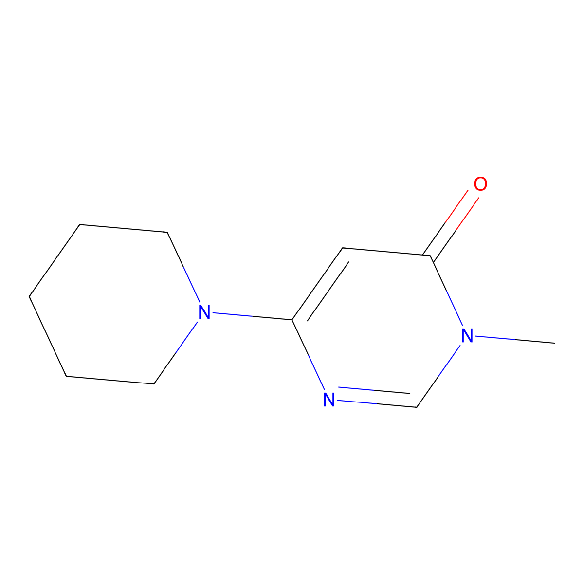 3-Methyl-6-(piperidin-1-yl)-3,4-dihydropyrimidin-4-one molecular structure, CAS 19808-32-3