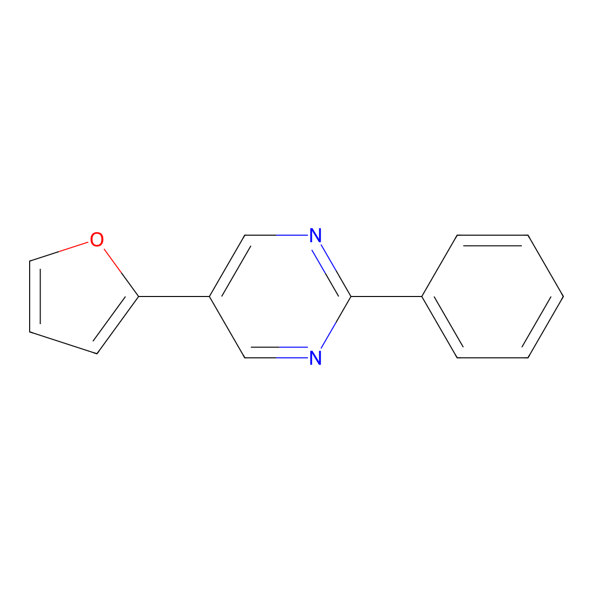 5-(Furan-2-yl)-2-phenylpyrimidine molecular structure, CAS 19808-33-4