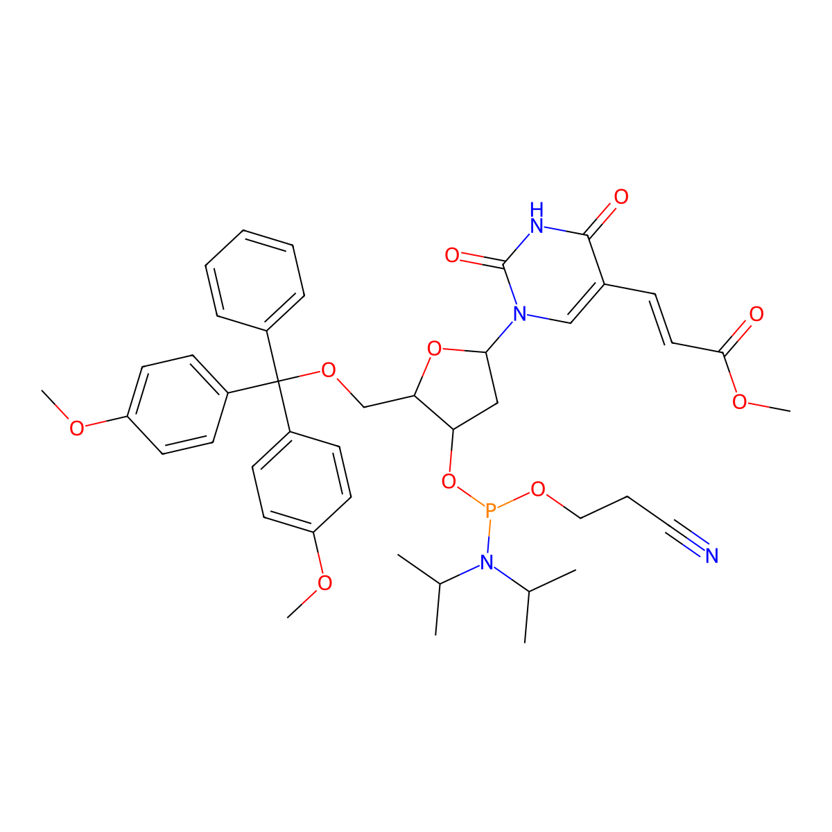 2'-Deoxy-5'-O-DMT-5-(3-methacryloyl)uridine 3'-CE phosphoramidite molecular structure, CAS 198080-38-5