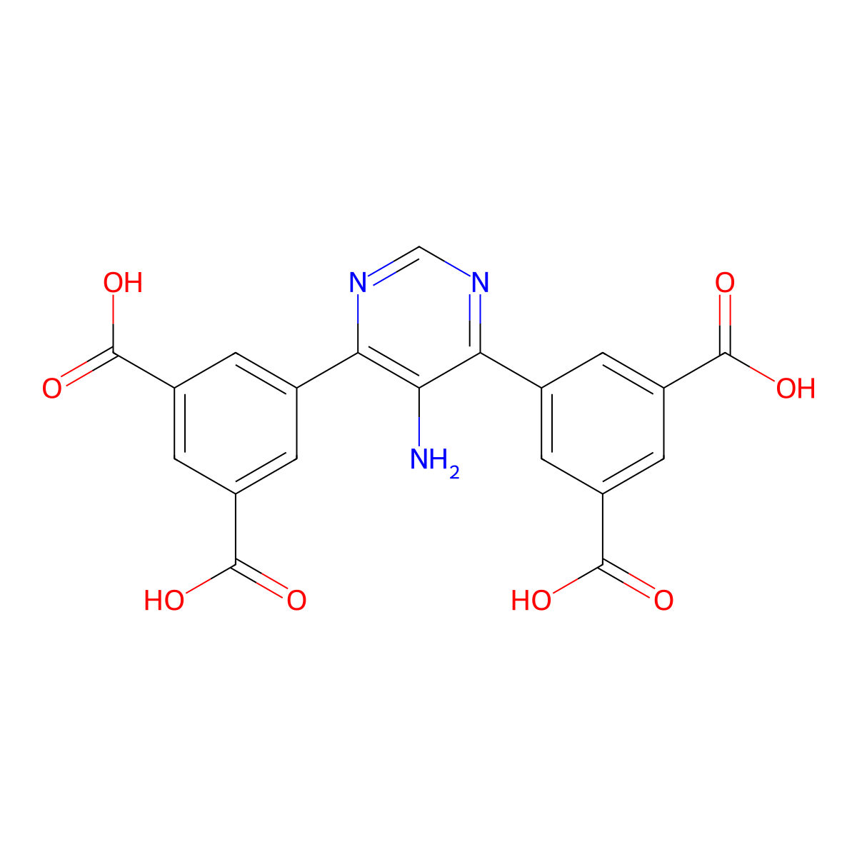 5,5'-(5-Aminopyrimidine-4,6-diyl)diisophthalic acid molecular structure, CAS 1980832-02-7