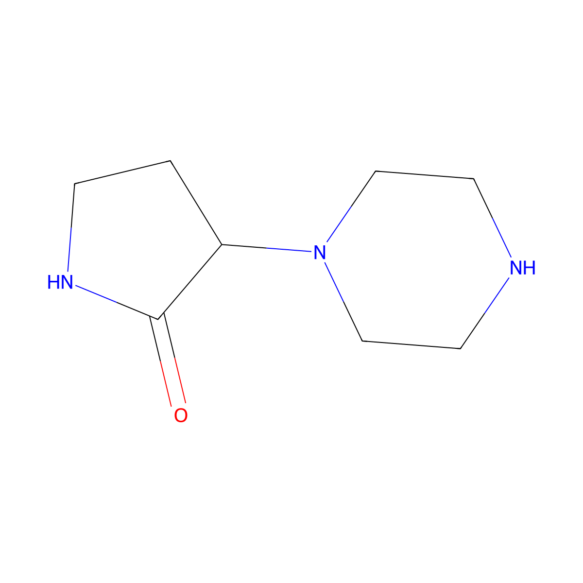 3-(Piperazin-1-yl)pyrrolidin-2-one molecular structure, CAS 1980858-22-7
