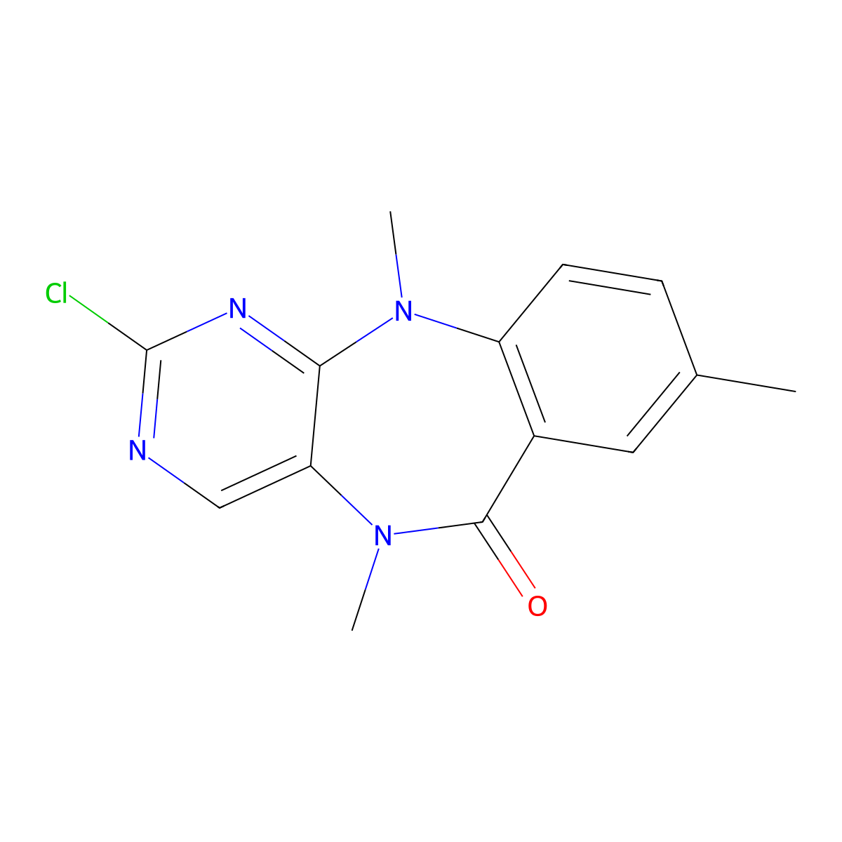 2-Chloro-5,8,11-trimethyl-5H-benzo[E]pyrimido[5,4-B][1,4]diazepin-6(11H)-one molecular structure, CAS 1980884-07-8