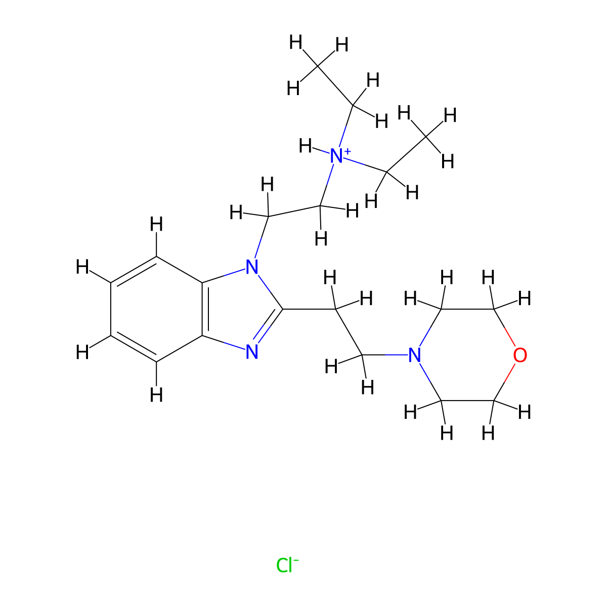 Benzimidazole, 1-(2-(diethylamino)ethyl)-2-(2-morpholinoethyl)-, hydrochloride molecular structure, CAS 19809-25-7