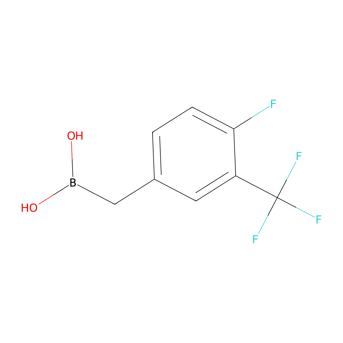 {[4-Fluoro-3-(trifluoromethyl)phenyl]methyl}boronic acid molecular structure, CAS 1980905-33-6