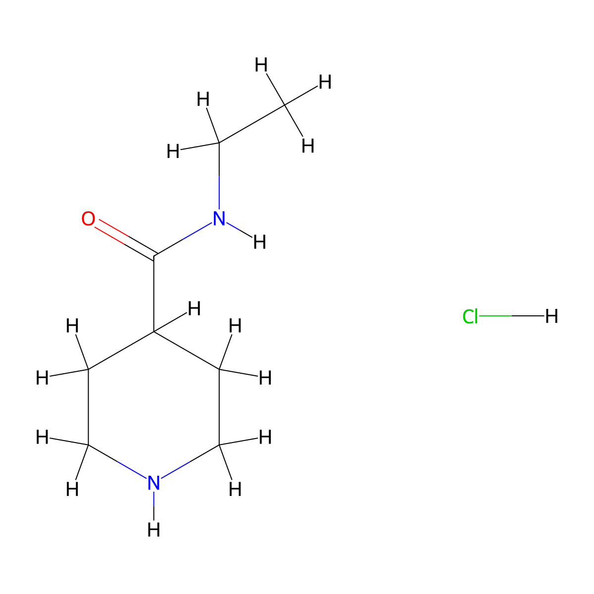 N-ethylpiperidine-4-carboxamide hydrochloride molecular structure, CAS 1981-39-1