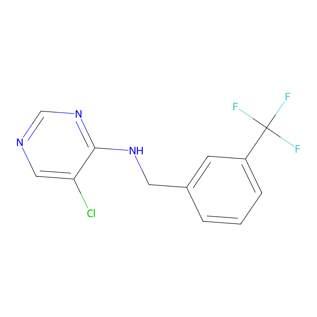 5-chloro-N-{[3-(trifluoromethyl)phenyl]methyl}pyrimidin-4-amine molecular structure, CAS 1981220-23-8