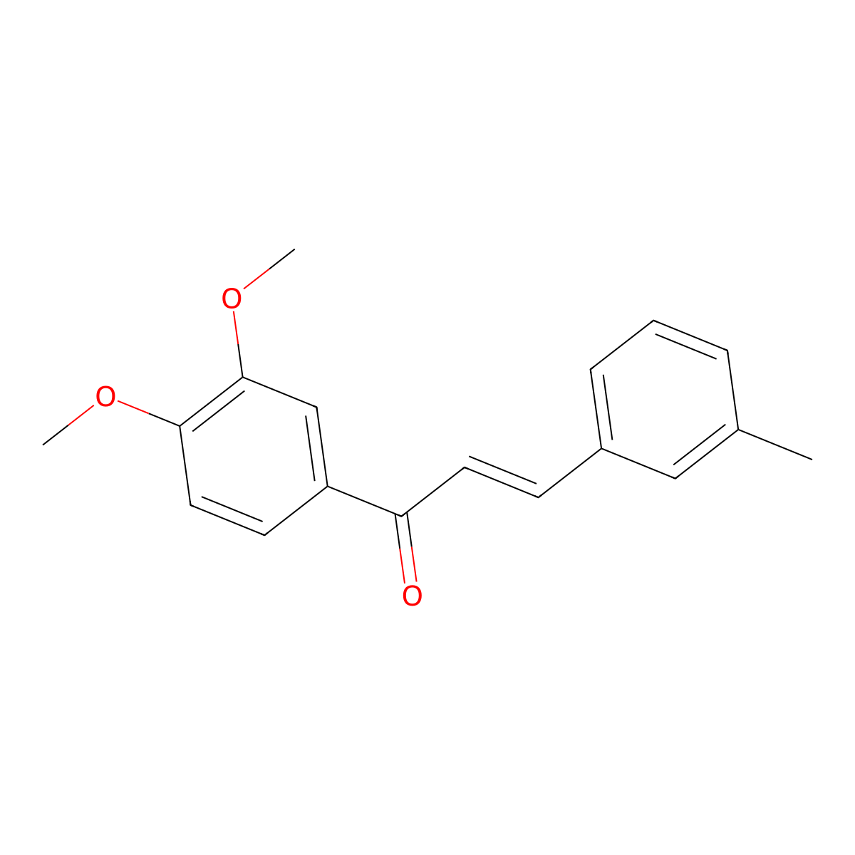 (E)-1-(3,4-dimethoxyphenyl)-3-(3-methylphenyl)prop-2-en-1-one molecular structure, CAS 198125-17-6