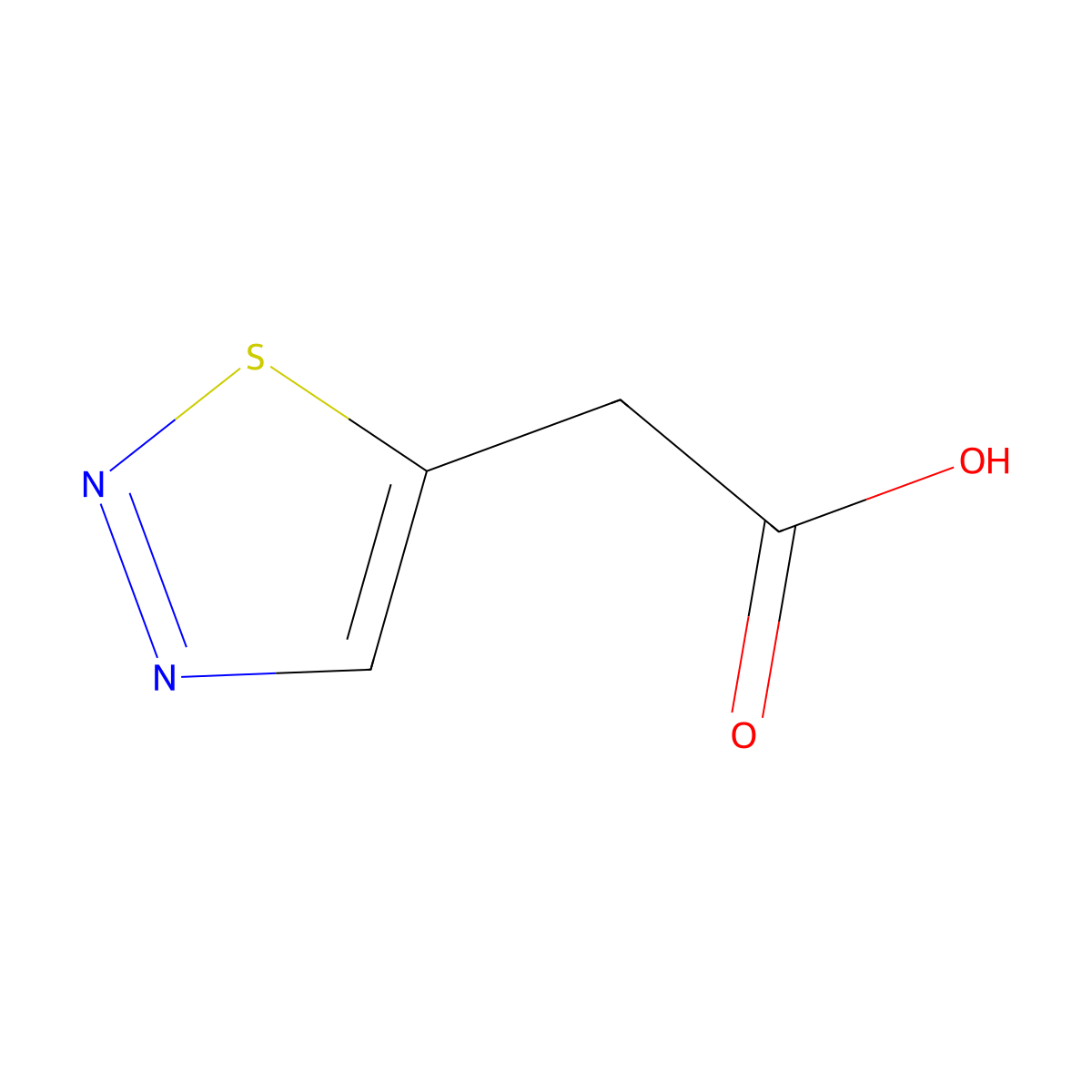 2-(1,2,3-Thiadiazol-5-yl)acetic acid molecular structure, CAS 19813-28-6