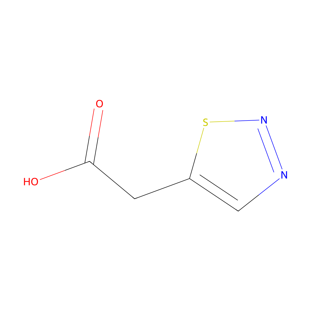2-(1,2,3-Thiadiazol-5-yl)acetic acid molecular structure, CAS 19813-28-6