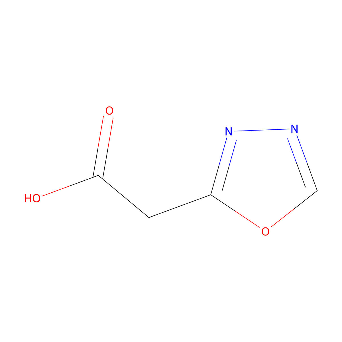 2-(1,3,4-Oxadiazol-2-yl)acetic acid molecular structure, CAS 19813-40-2