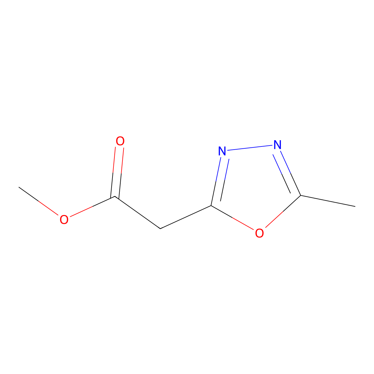 Methyl 2-(5-methyl-1,3,4-oxadiazol-2-yl)acetate molecular structure, CAS 19813-43-5