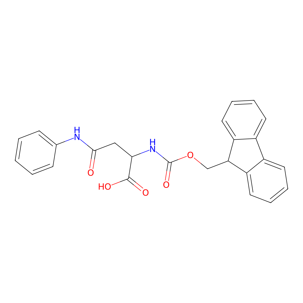 N-alpha-(9-Fluorenylmethyloxycarbonyl)-N-beta-phenyl-L-asparagine (Fmoc-L-Asn(Ph)-OH) molecular structure, CAS 198134-15-5