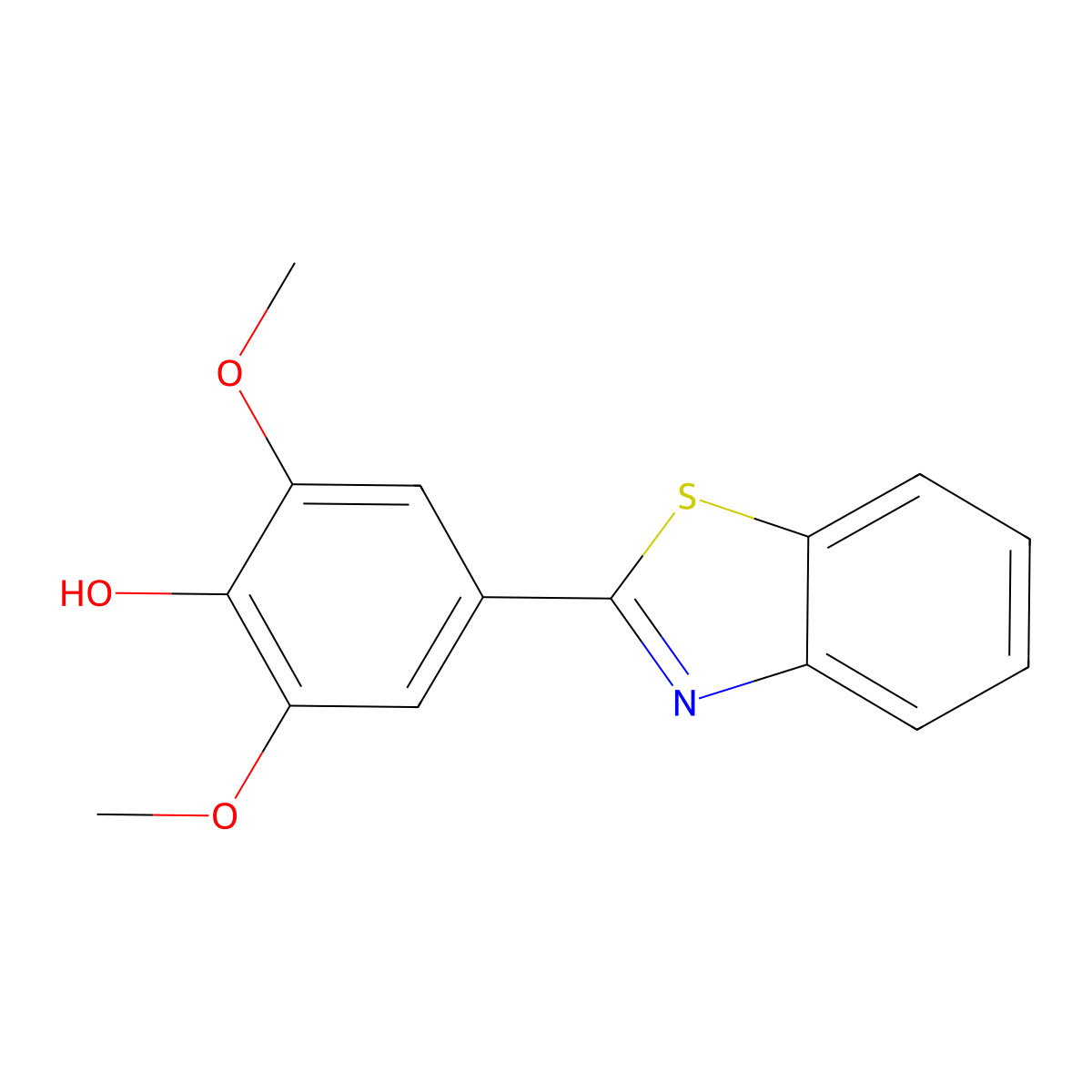 Phenol, 4-(2-benzothiazolyl)-2,6-dimethoxy- molecular structure, CAS 198134-42-8