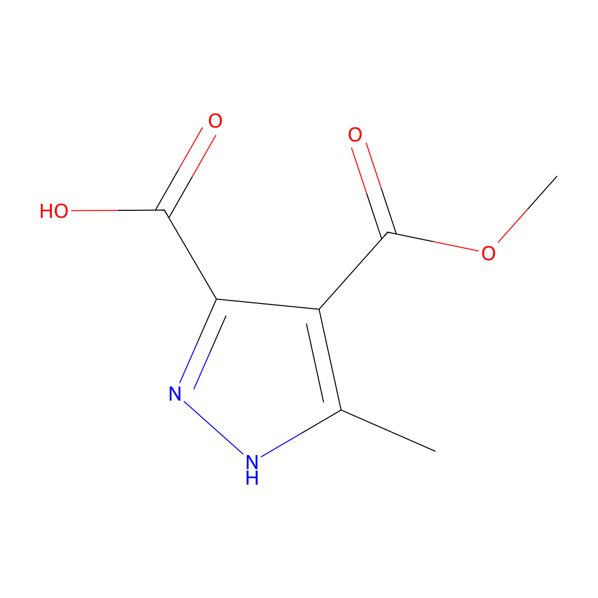 4-(methoxycarbonyl)-5-methyl-1H-pyrazole-3-carboxylic acid molecular structure, CAS 198135-11-4