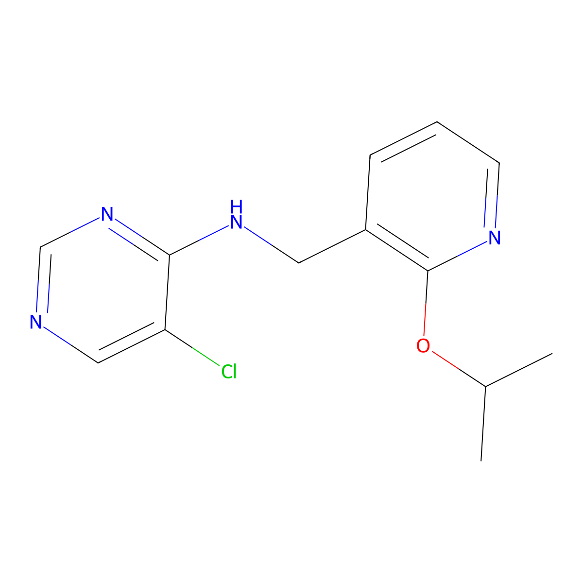 5-chloro-N-{[2-(propan-2-yloxy)pyridin-3-yl]methyl}pyrimidin-4-amine molecular structure, CAS 1981373-26-5