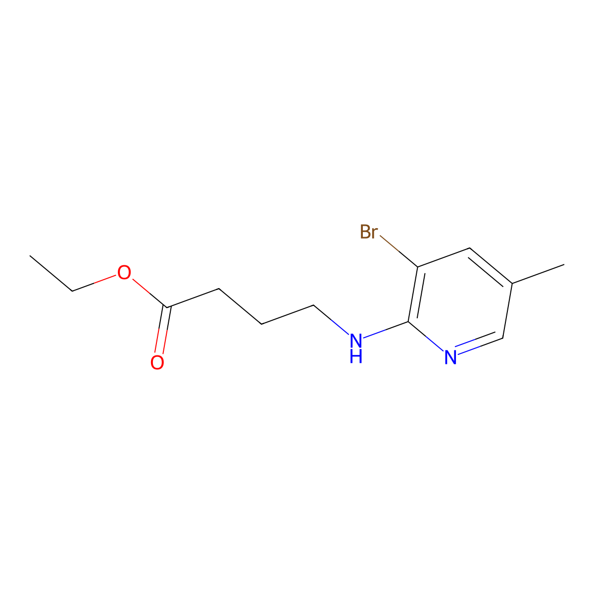 Ethyl 4-[(3-bromo-5-methylpyridin-2-yl)amino]butanoate molecular structure, CAS 1981374-00-8