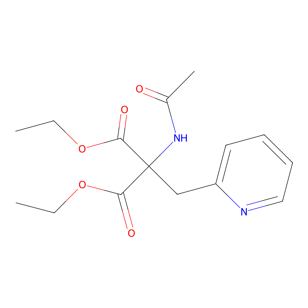 Diethyl acetamido[(pyridin-2-yl)methyl]propanedioate molecular structure, CAS 19814-60-9