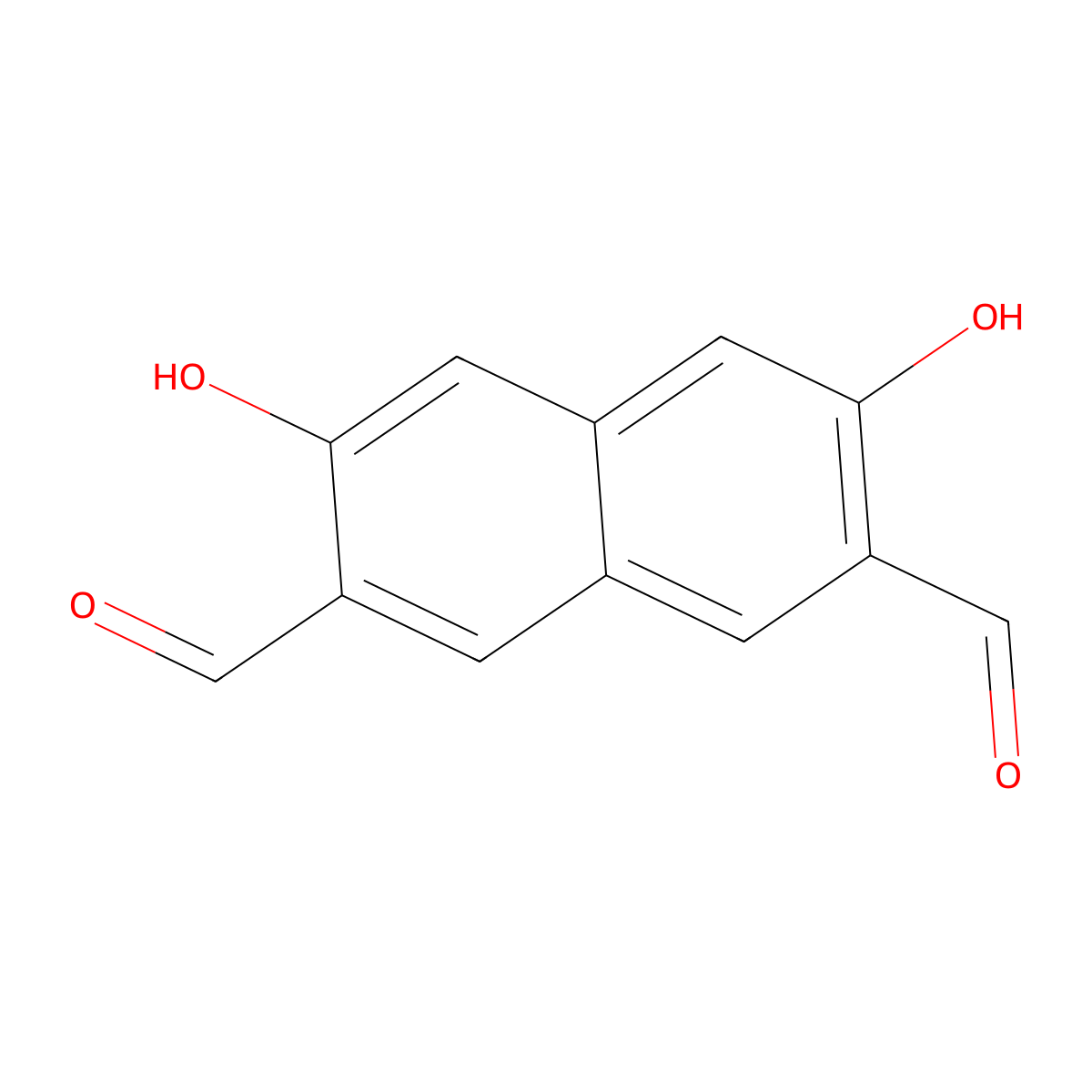 3,6-Dihydroxynaphthalene-2,7-dicarbaldehyde molecular structure, CAS 198145-98-1