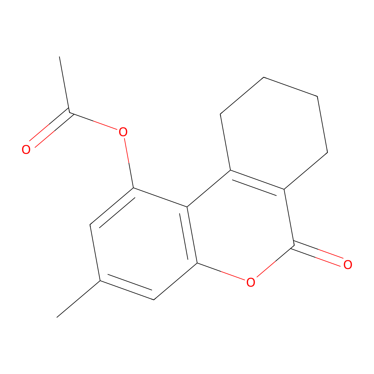 (3-Methyl-6-oxo-7,8,9,10-tetrahydrobenzo[c]chromen-1-yl) acetate molecular structure, CAS 19815-04-4
