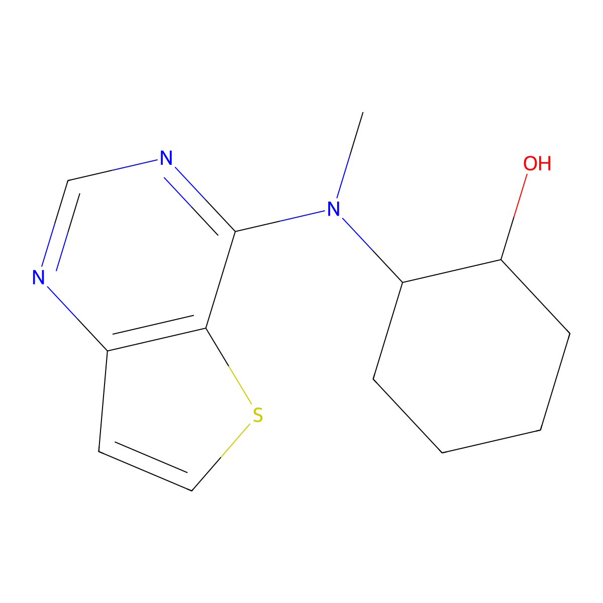 2-[Methyl({thieno[3,2-d]pyrimidin-4-yl})amino]cyclohexan-1-ol molecular structure, CAS 1981572-80-8
