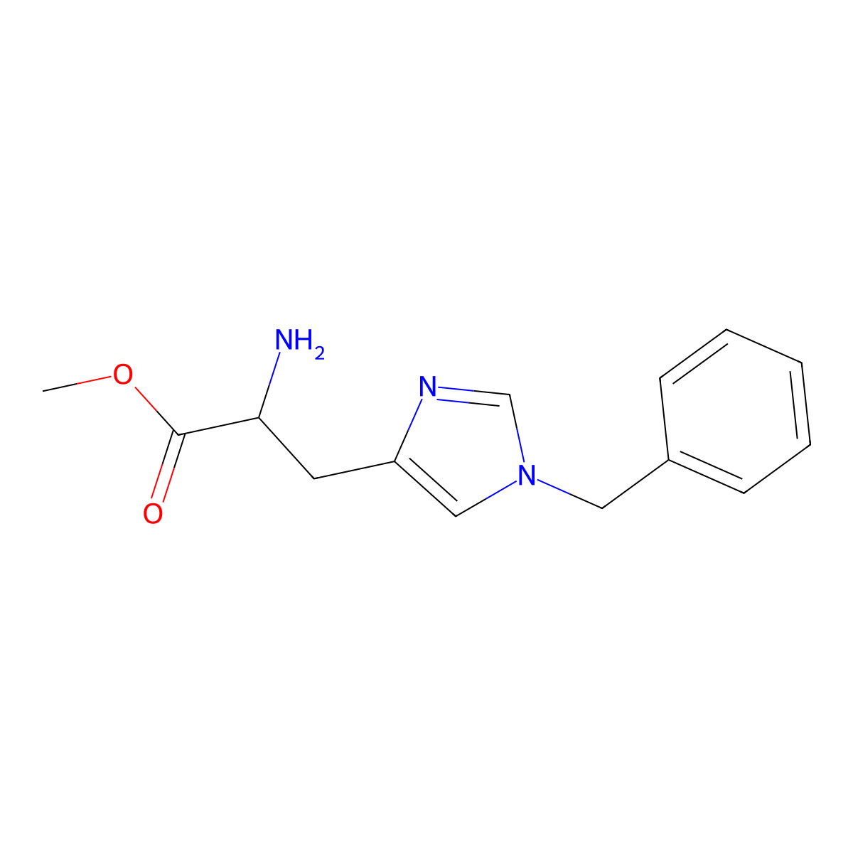methyl (2S)-2-amino-3-(1-benzyl-1H-imidazol-4-yl)propanoate molecular structure, CAS 19817-75-5
