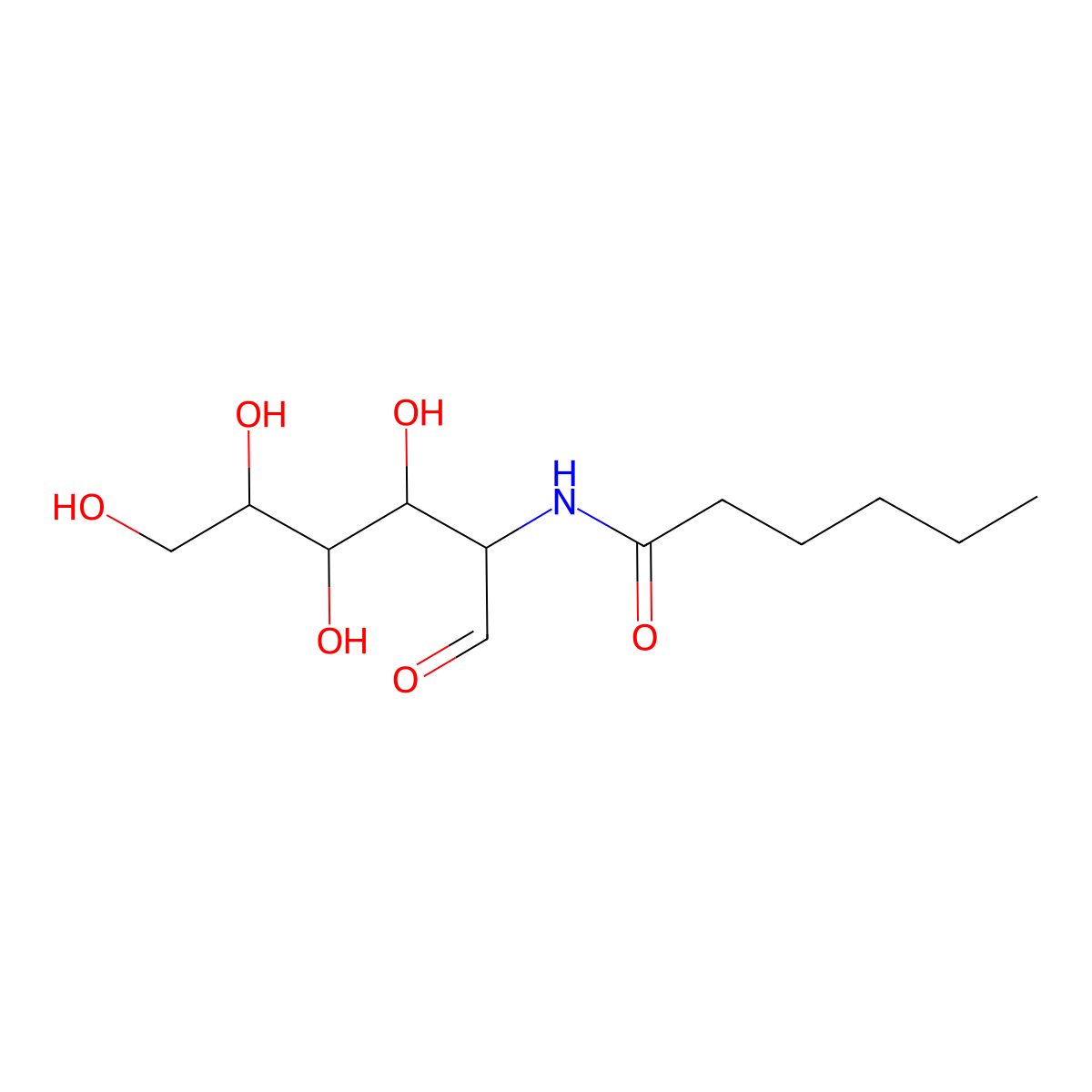 N-[(2R,3R,4S,5R)-3,4,5,6-tetrahydroxy-1-oxohexan-2-yl]hexanamide molecular structure, CAS 19817-88-0