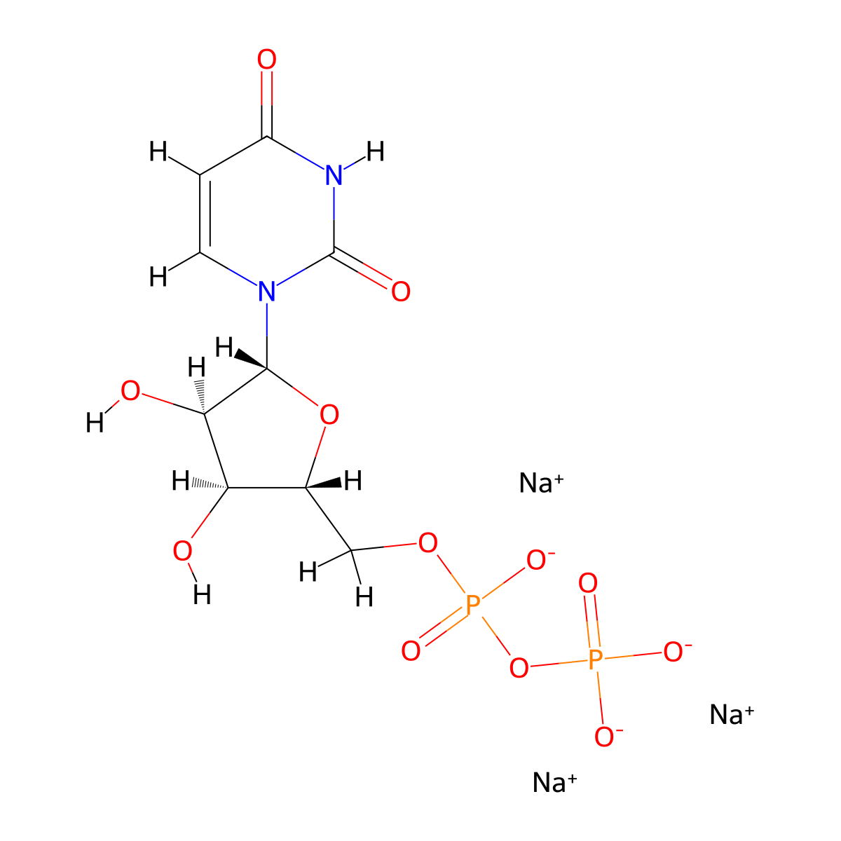 Uridine 5'-(trisodium pyrophosphate) molecular structure, CAS 19817-91-5