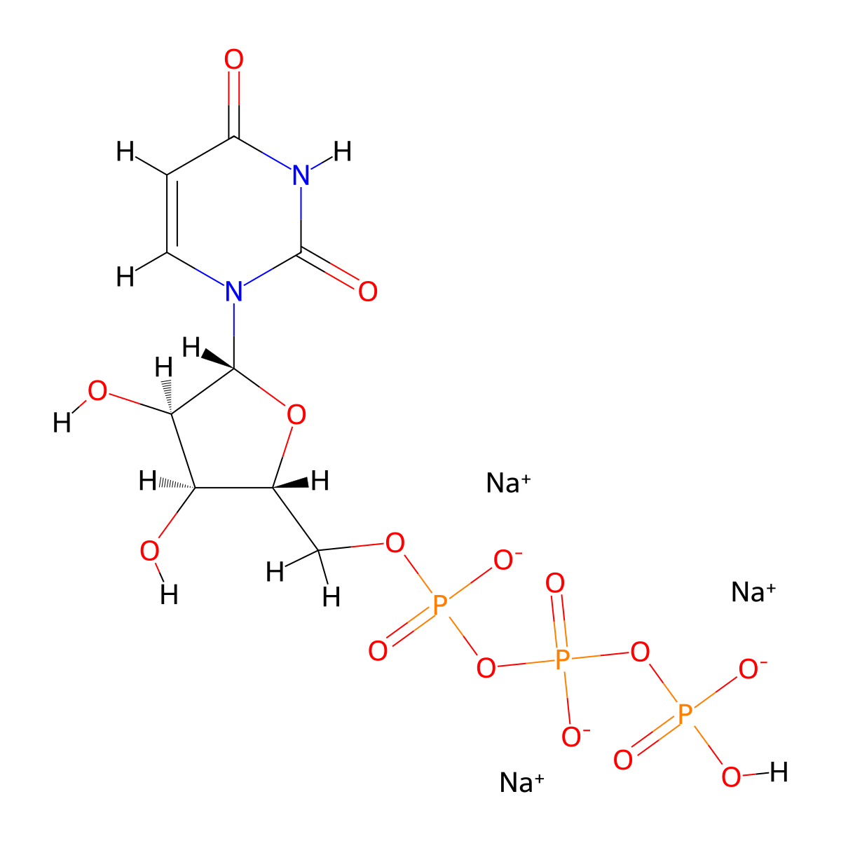 Uridine 5'-triphosphate sodium molecular structure, CAS 19817-92-6