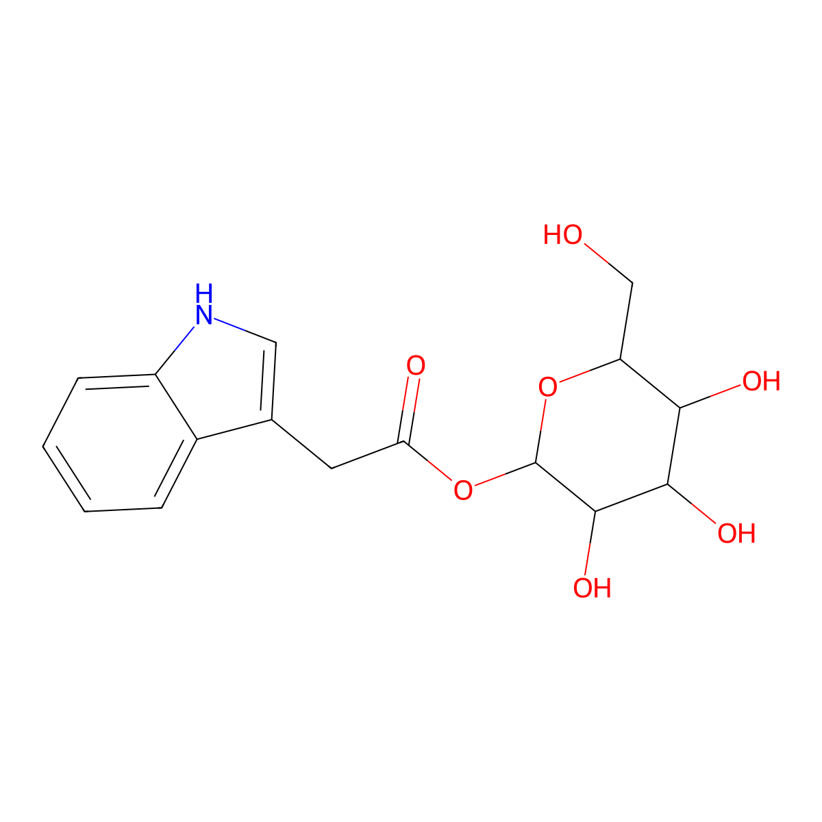 1-O-(indol-3-ylacetyl)-beta-D-glucose molecular structure, CAS 19817-95-9