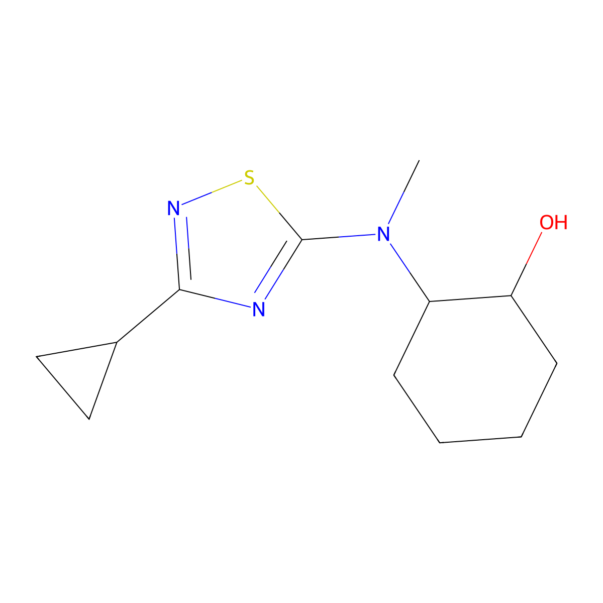 2-[(3-Cyclopropyl-1,2,4-thiadiazol-5-yl)(methyl)amino]cyclohexan-1-ol molecular structure, CAS 1981706-25-5