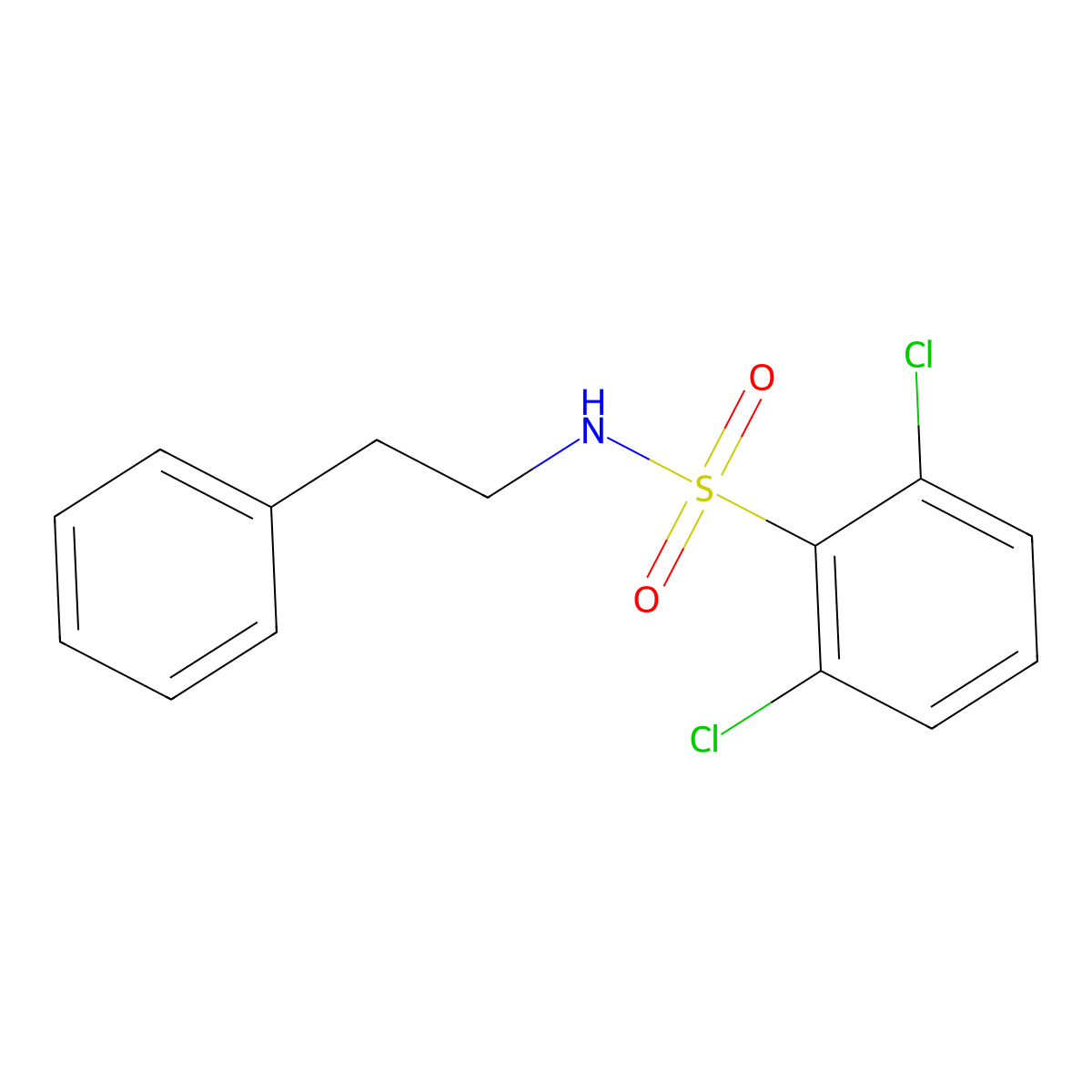 2,6-dichloro-N-(2-phenylethyl)benzenesulfonamide molecular structure, CAS 19818-08-7
