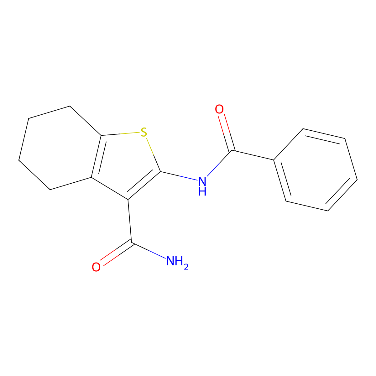 2-Benzamido-4,5,6,7-tetrahydrobenzo[b]thiophene-3-carboxamide molecular structure, CAS 19819-17-1