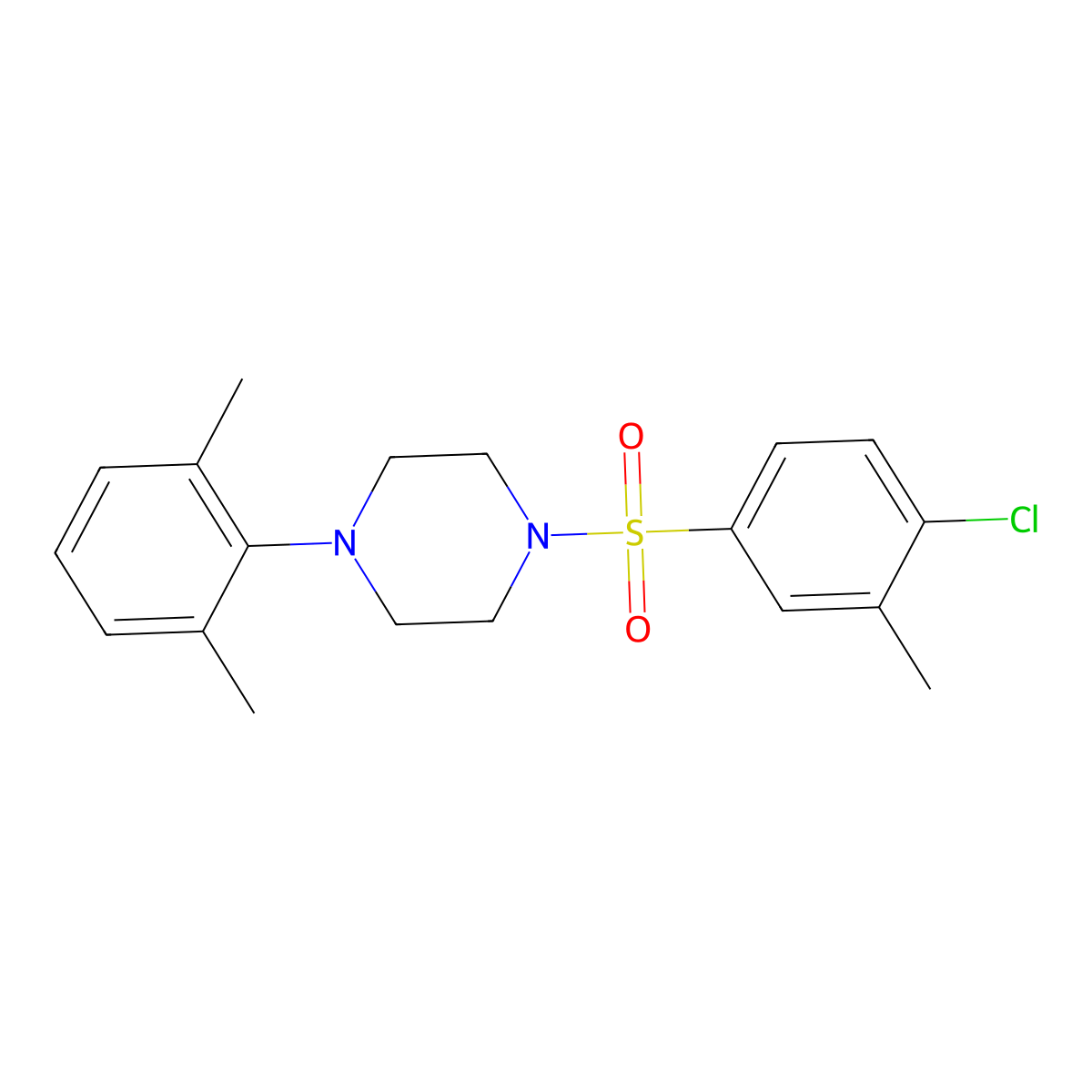 1-(4-Chloro-3-methylbenzenesulfonyl)-4-(2,6-dimethylphenyl)piperazine molecular structure, CAS 1981935-04-9
