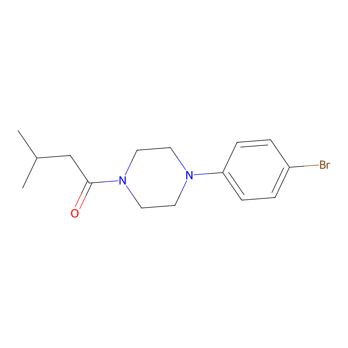 1-[4-(4-Bromophenyl)-1-piperazinyl]-3-methyl-1-butanone molecular structure, CAS 1981972-30-8