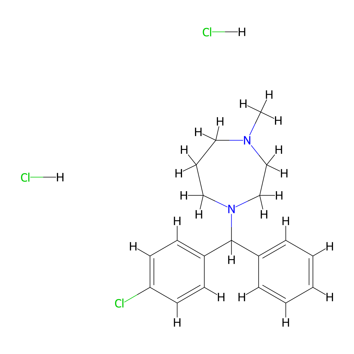 Homochlorcyclizine dihydrochloride molecular structure, CAS 1982-36-1