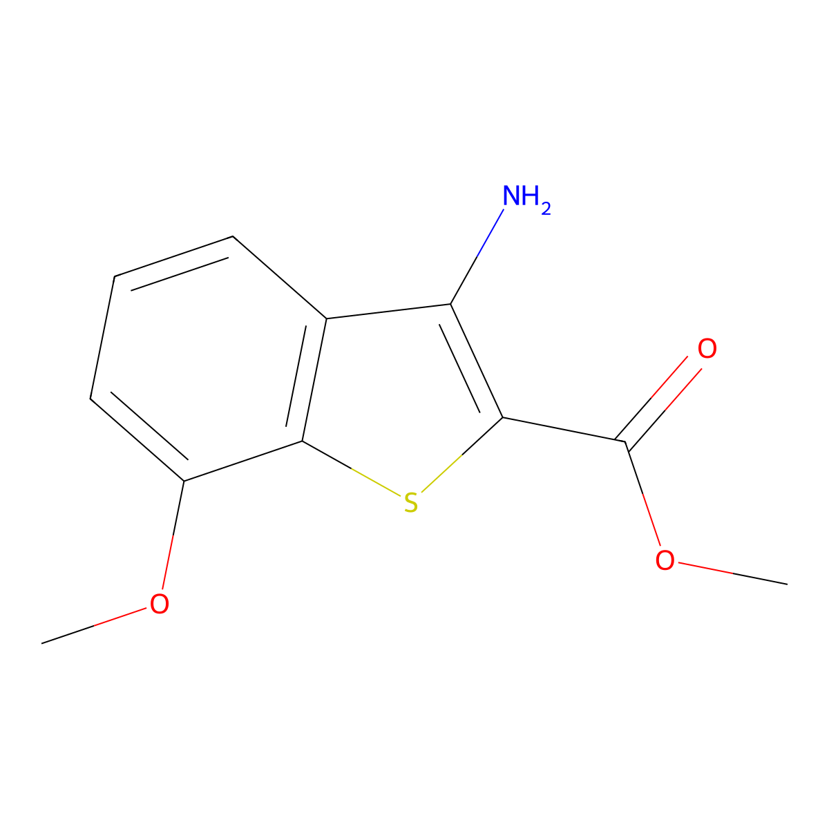 Methyl 3-amino-7-methoxybenzo[b]thiophene-2-carboxylate molecular structure, CAS 198204-08-9