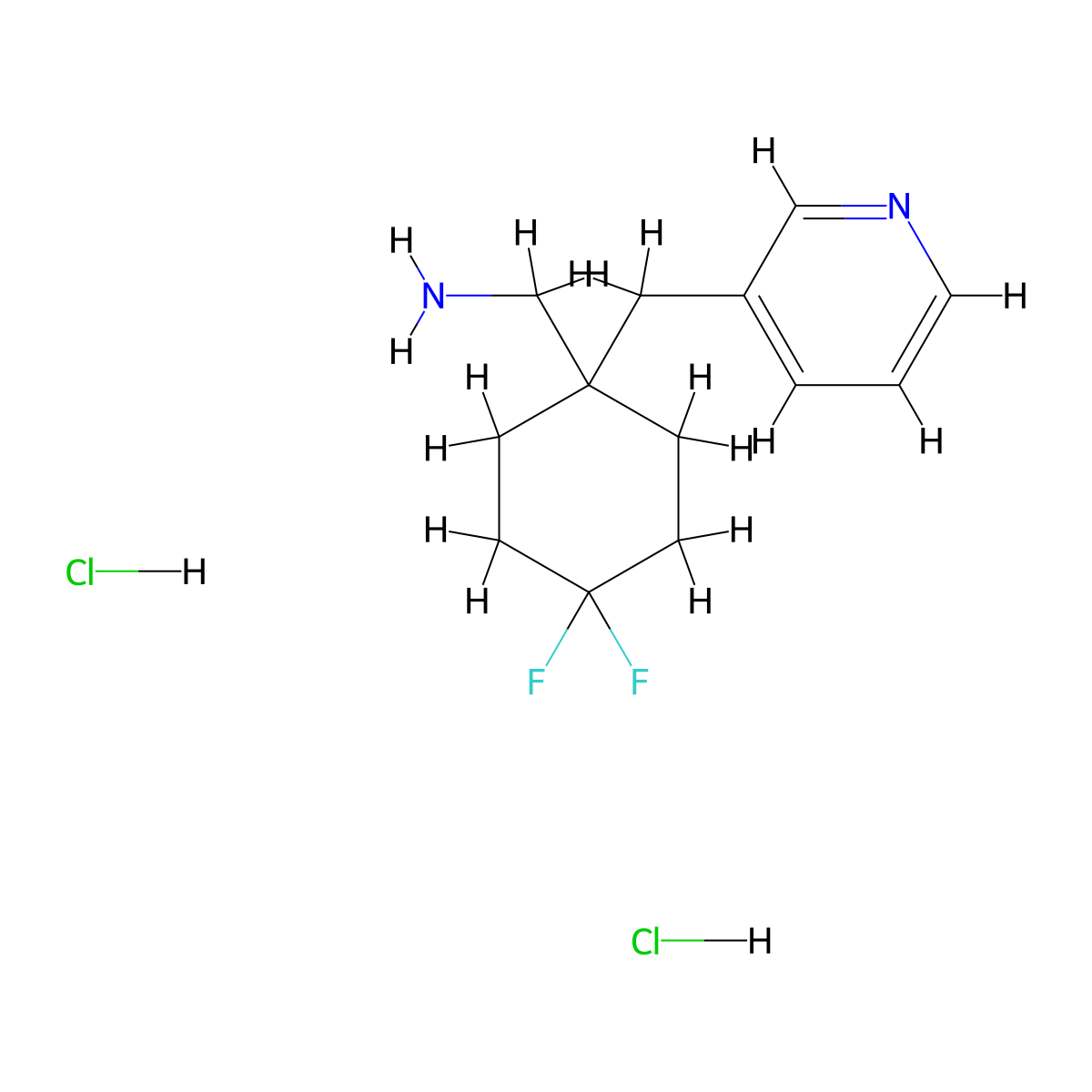[4,4-Difluoro-1-(pyridin-3-ylmethyl)cyclohexyl]methanamine dihydrochloride molecular structure, CAS 1982072-05-8