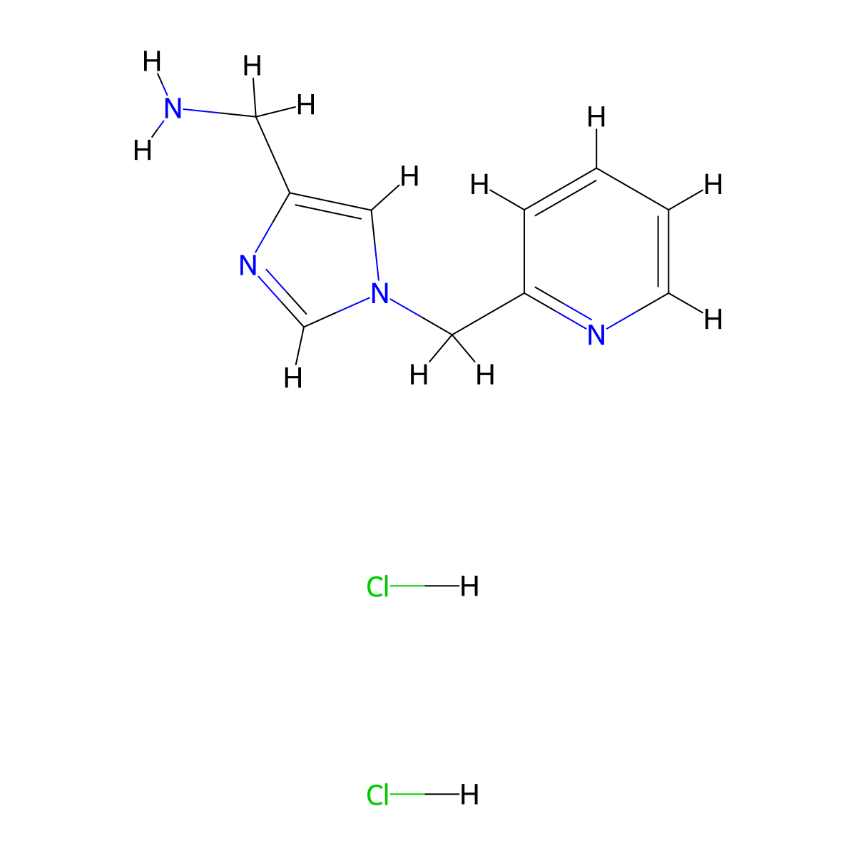 [1-(Pyridin-2-ylmethyl)-1H-imidazol-4-yl]methanamine dihydrochloride molecular structure, CAS 1982072-06-9